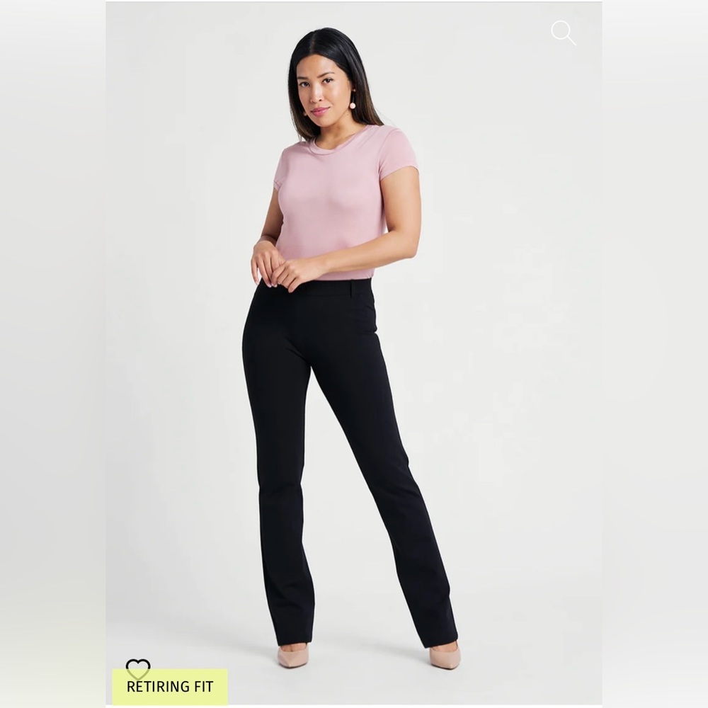 Betabrand Straight-Leg | Classic Dress Pant Yoga Pant | Black | Medium Petite